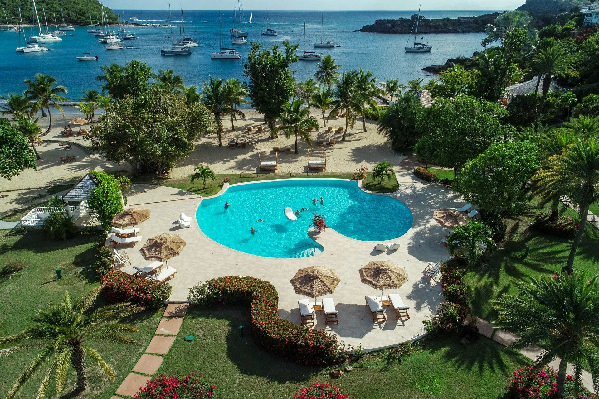 Pool to sea aerial view