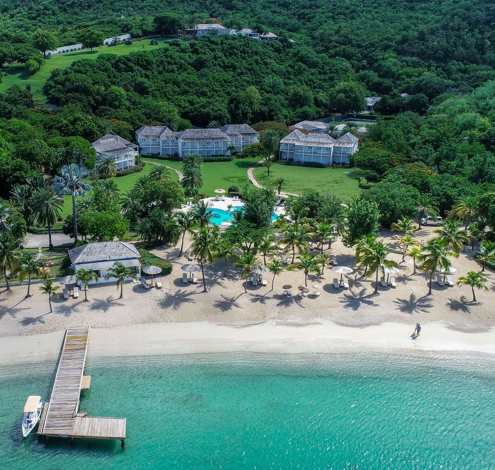 Aerial view of The Inn at English Harbour coastline