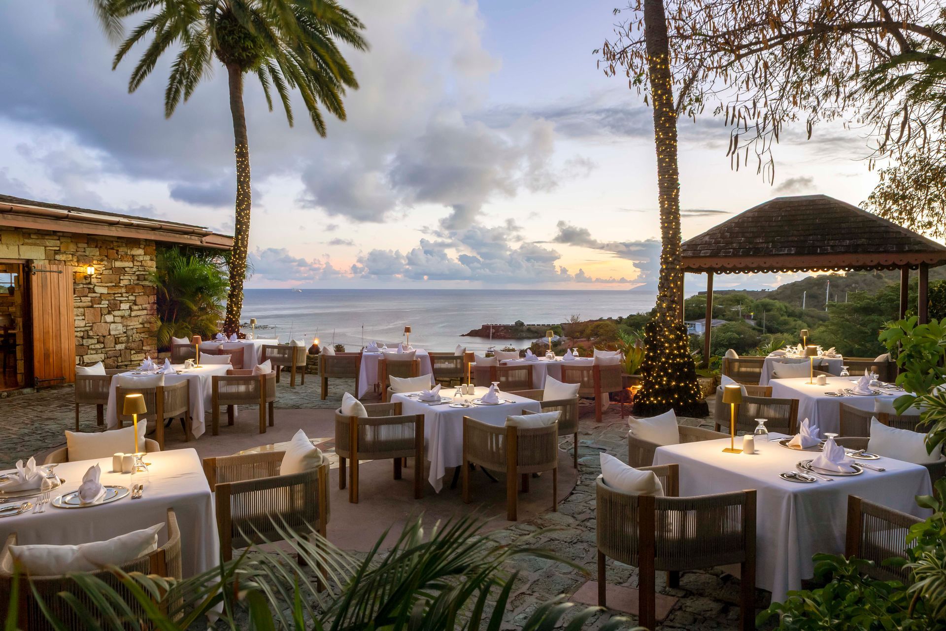 The Terrace restaurant evening ambiance at The Inn at English Harbour